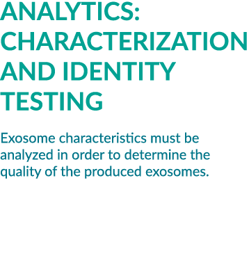 Analytics: characterization and identity testing Exosome characteristics must be analyzed in order to determine the q...